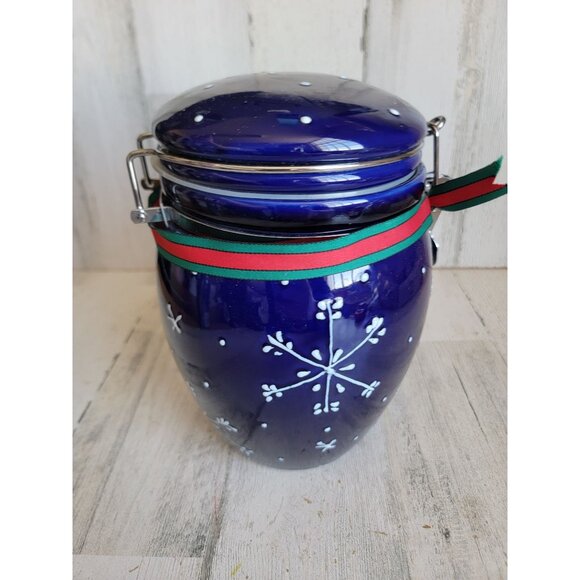 WCL dark blue snowflake jar Xmas home decor kitchen - Picture 4 of 9